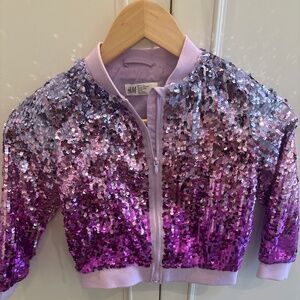 Girls sequin bomber jacket